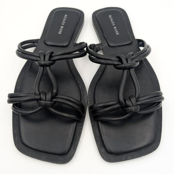 Azalea Wang Stetson Tubular Straps Knot Flat Sandals Womens Black Size US11 EU41 - Picture 3 of 12